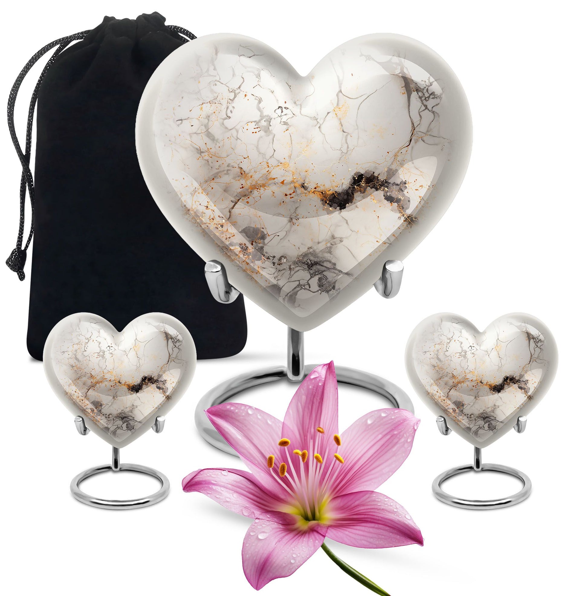 vibrant swirl heart-shaped aluminium cremation urn.