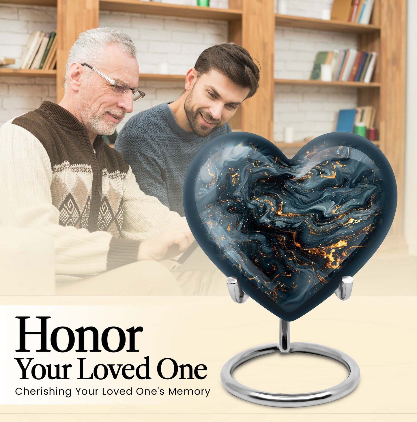 vibrant swirl heart urn for dad's cremation