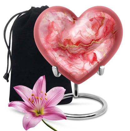 vibrant swirl aluminum heart urn for ashes