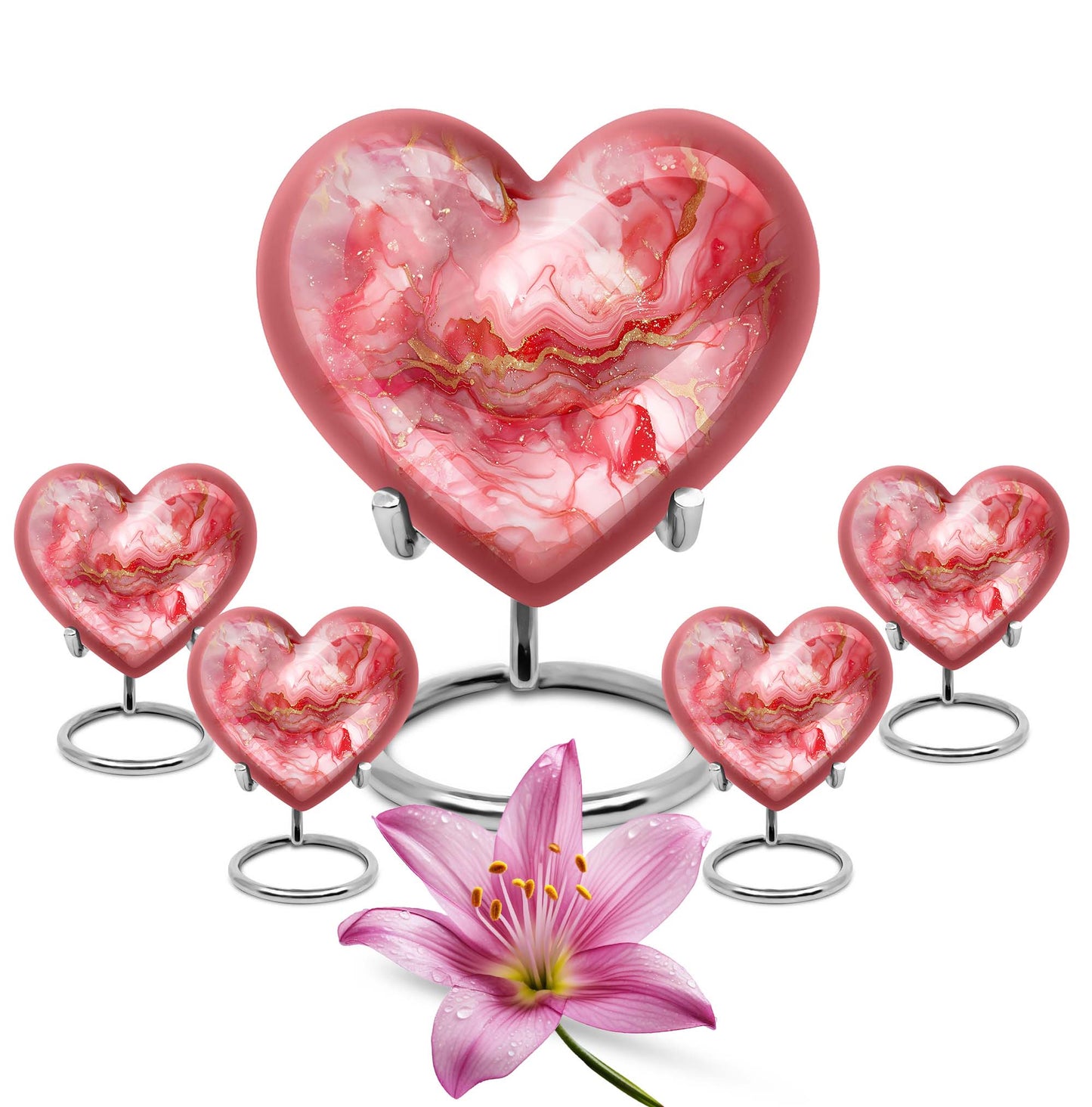 vibrant swirl aluminum heart urn for ashes