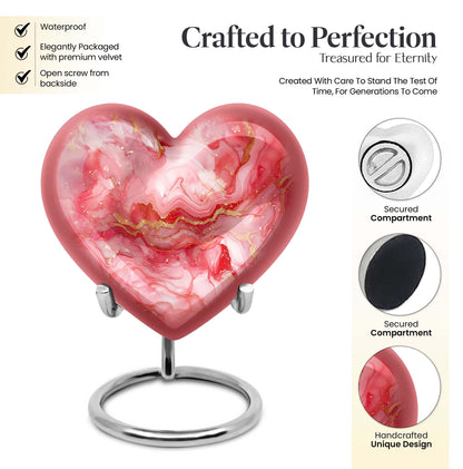 vibrant swirl aluminum heart urn for ashes