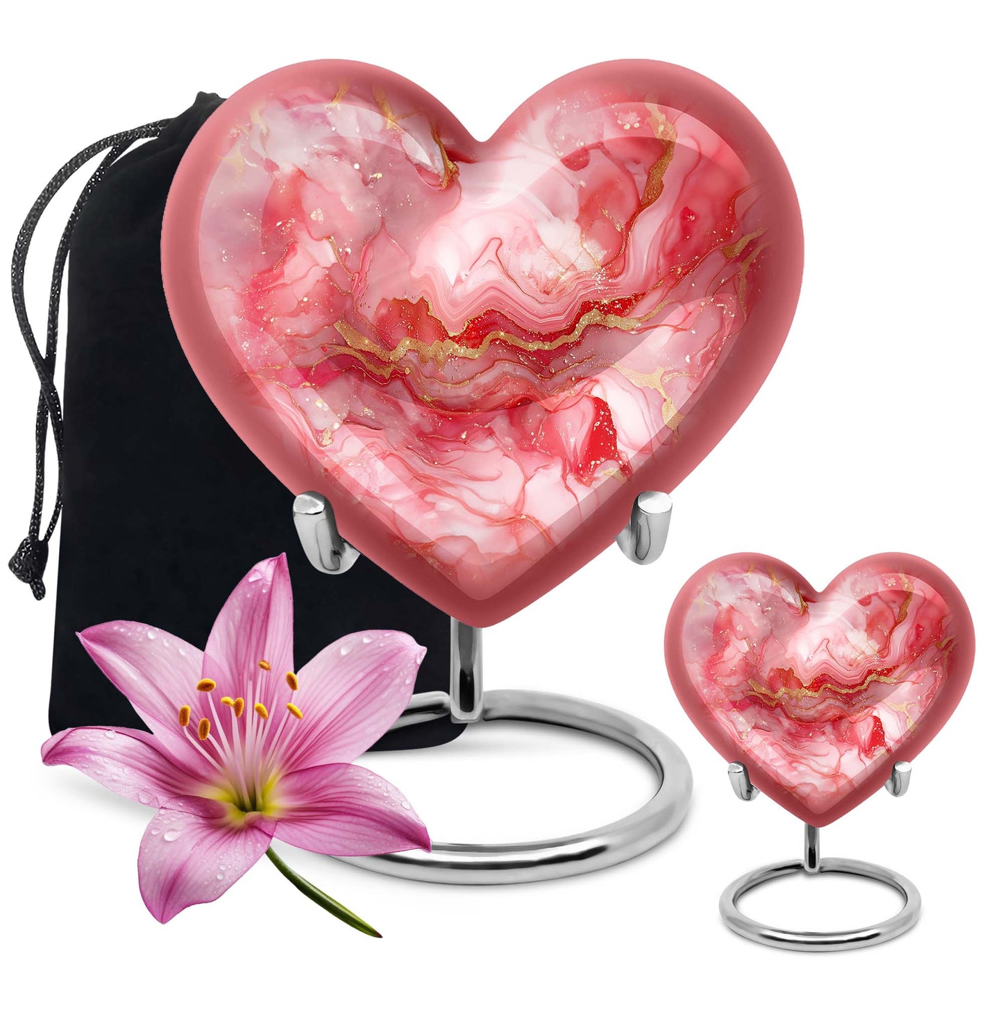 vibrant swirl aluminum heart urn for ashes