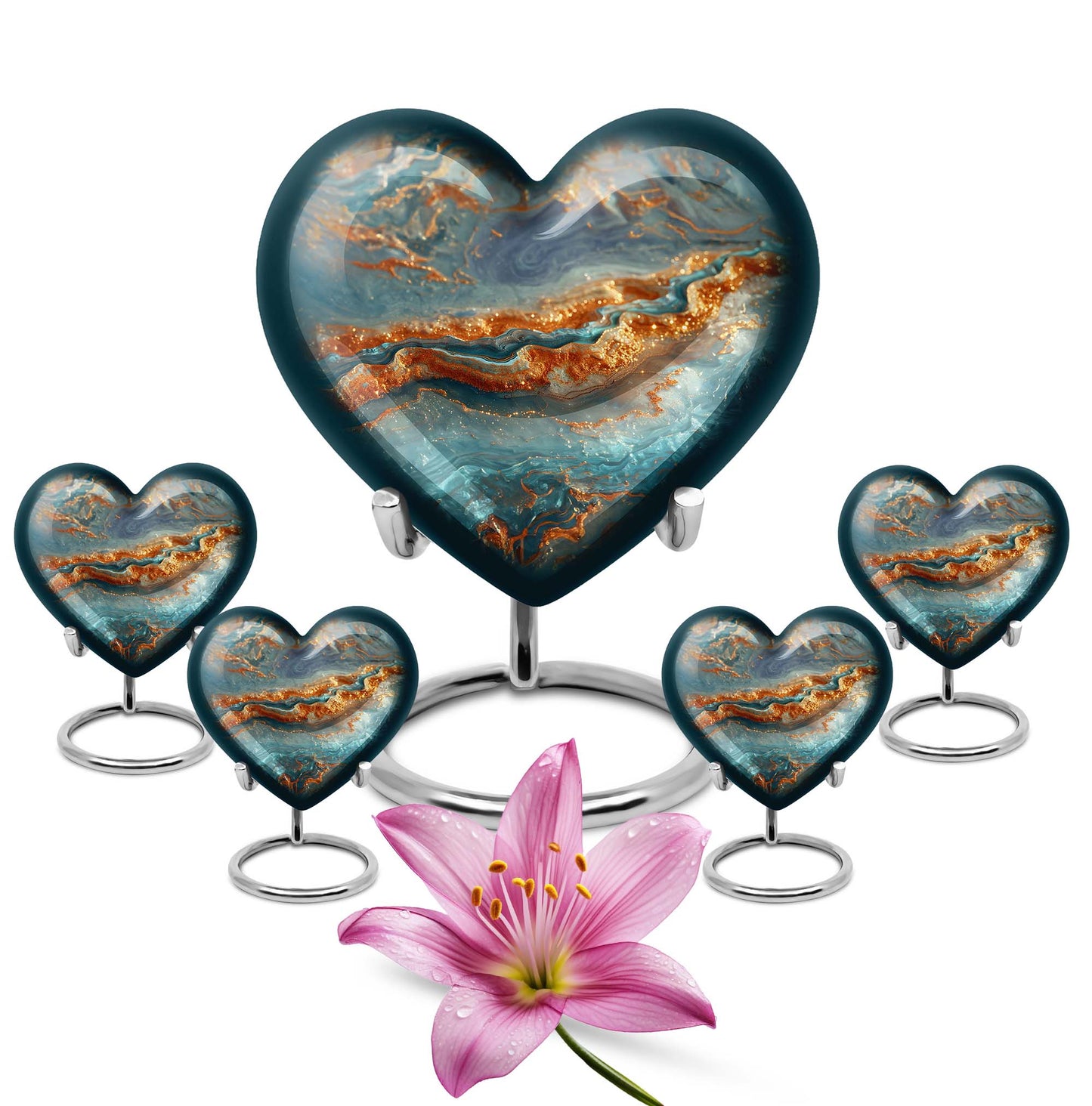 Vibrant Swirl Urn with heart design