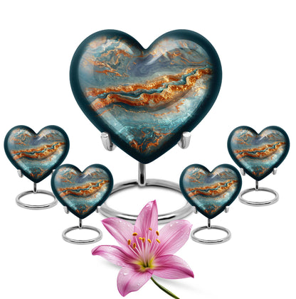 Vibrant Swirl Urn with heart design
