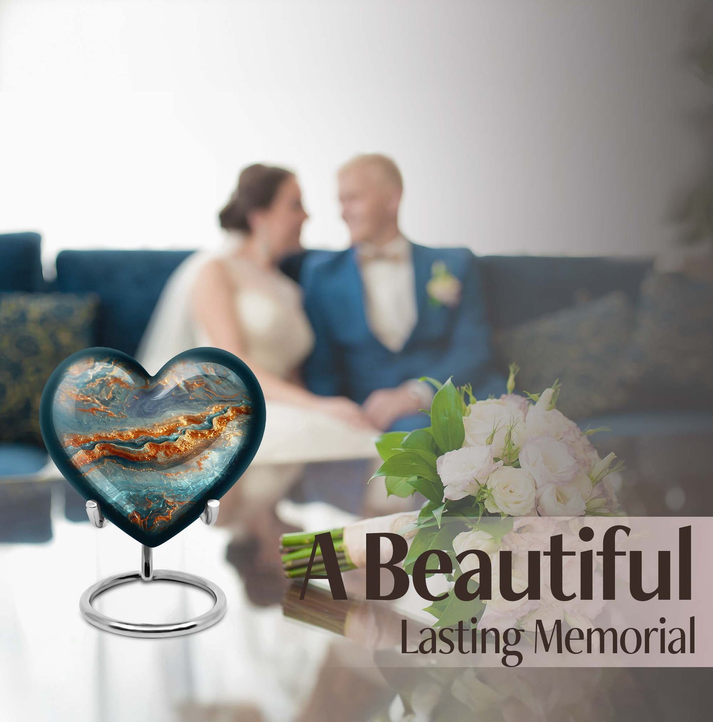 Vibrant Swirl Urn with heart design
