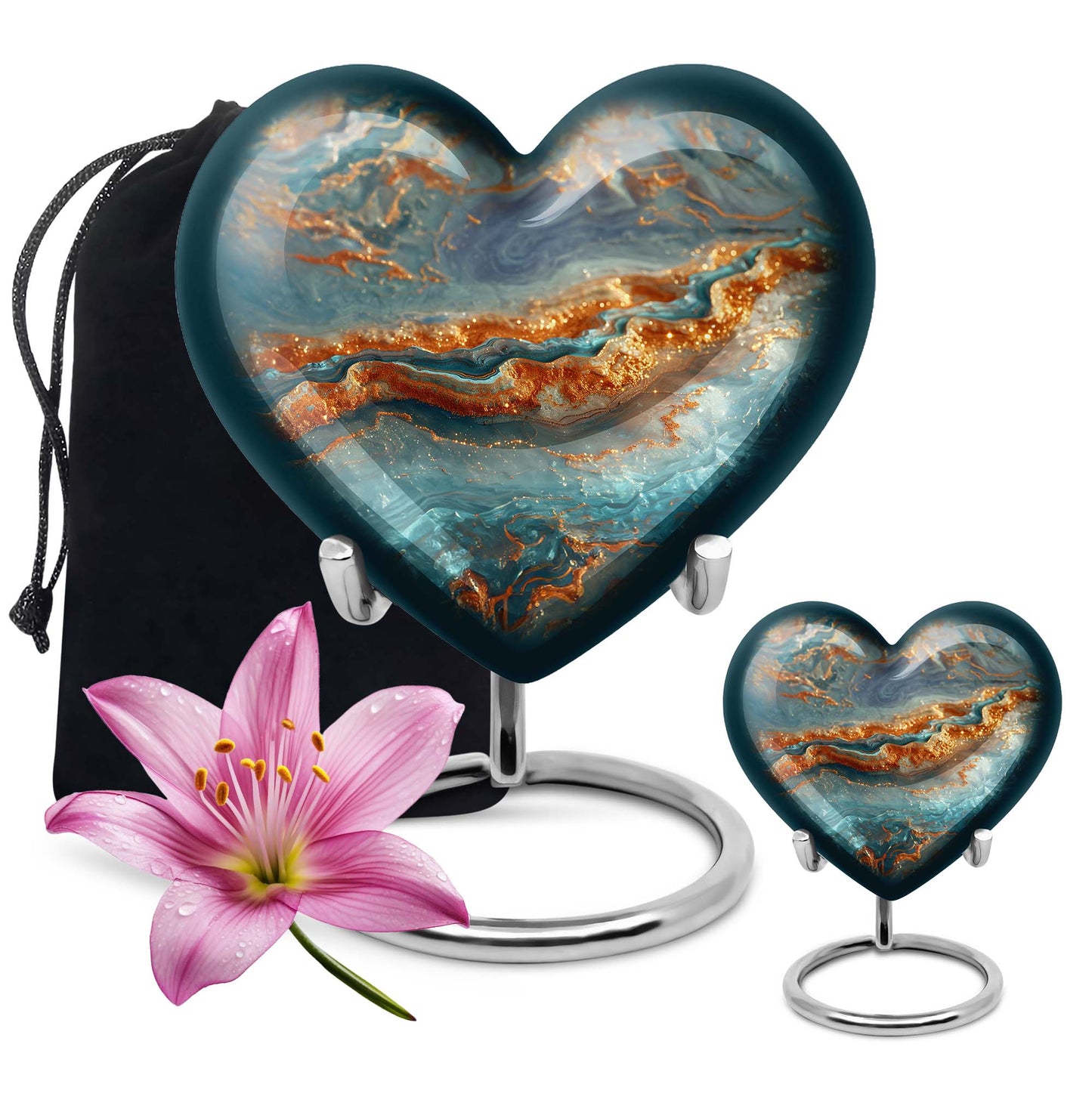 Vibrant Swirl Urn with heart design