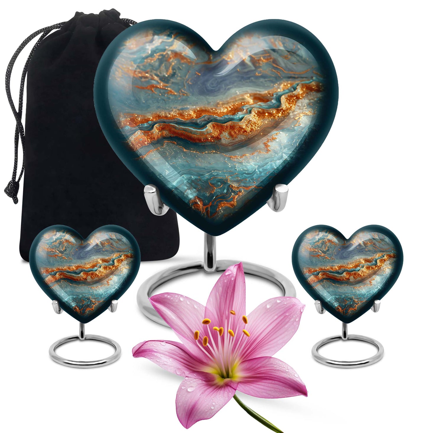 Vibrant Swirl Urn with heart design