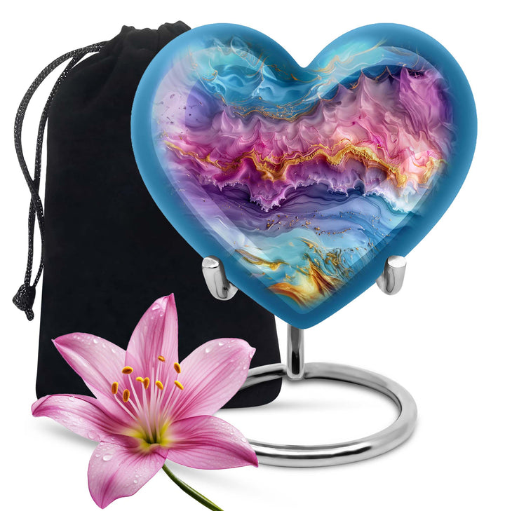 Vibrant Swirl Heart Urn for mom