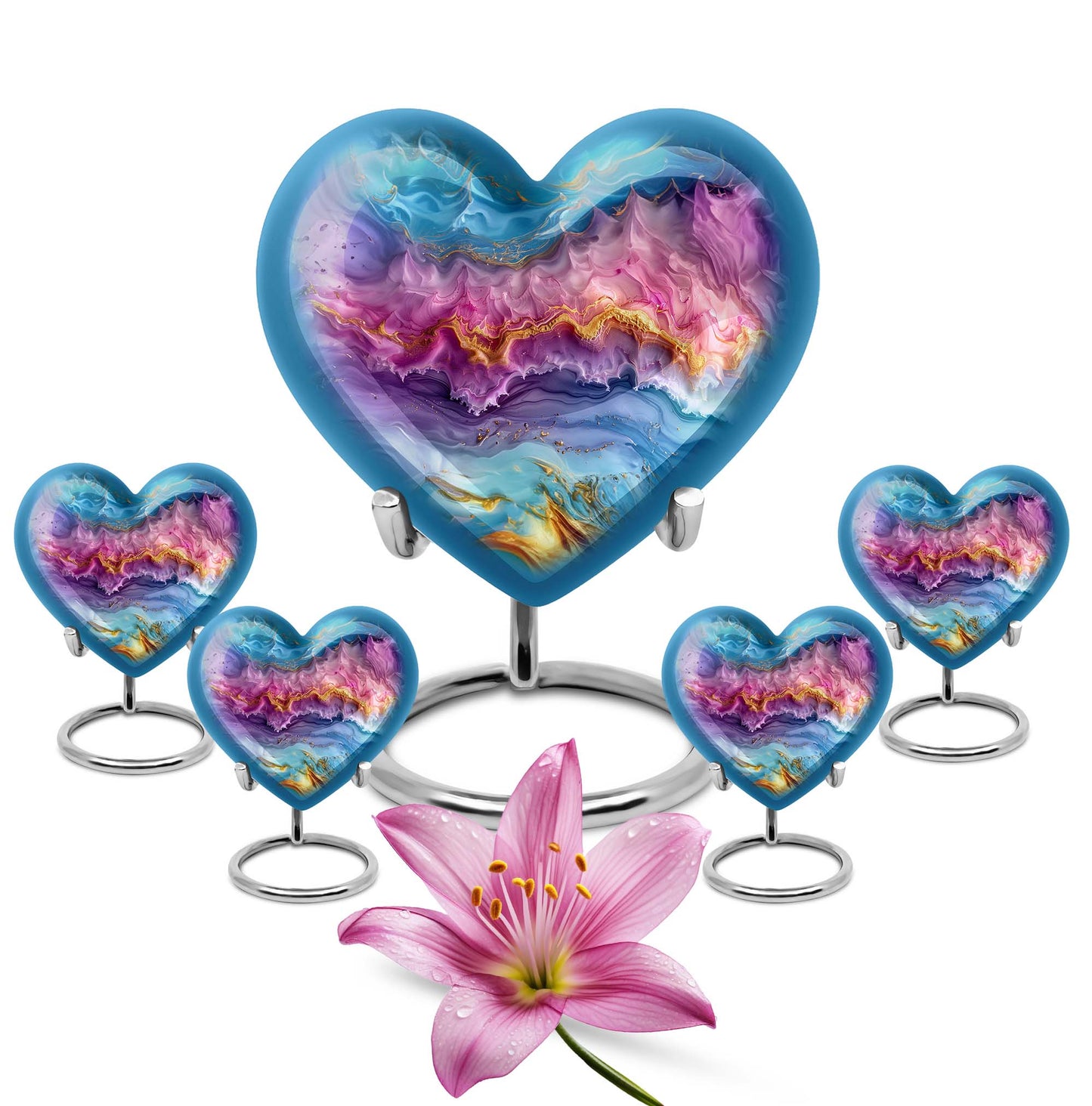 Vibrant Swirl Heart Urn for mom