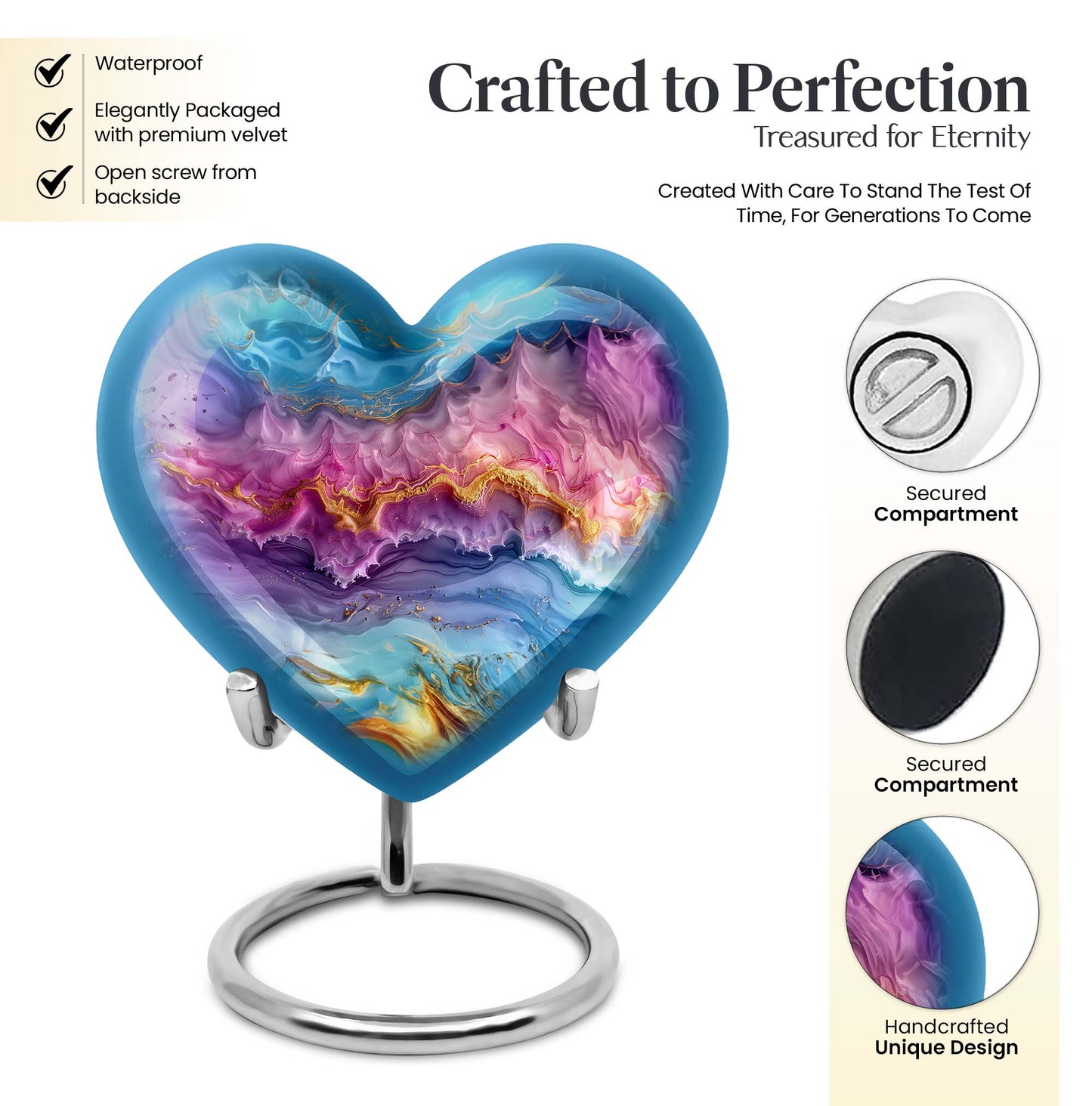 Vibrant Swirl Heart Urn for mom