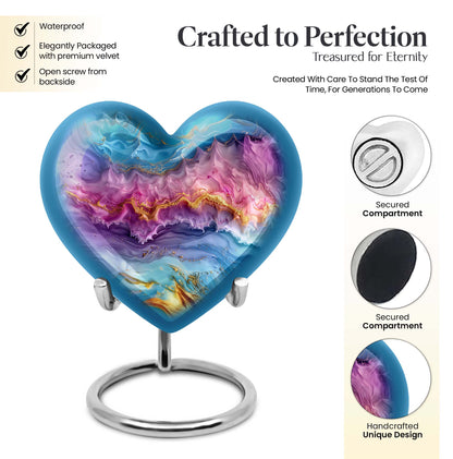 Vibrant Swirl Heart Urn for mom