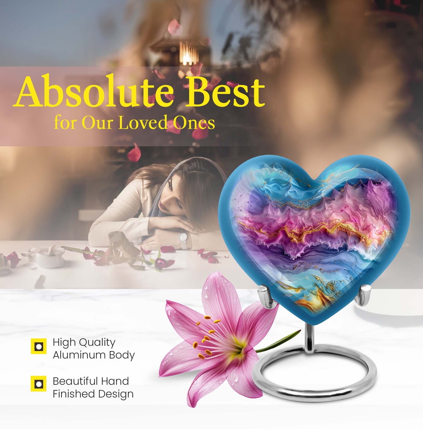 Vibrant Swirl Heart Urn for mom