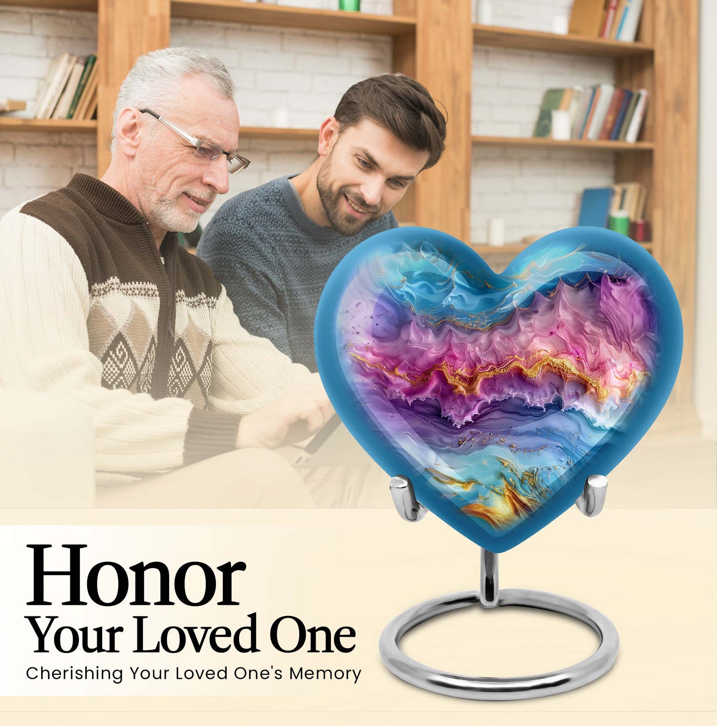Vibrant Swirl Heart Urn for mom