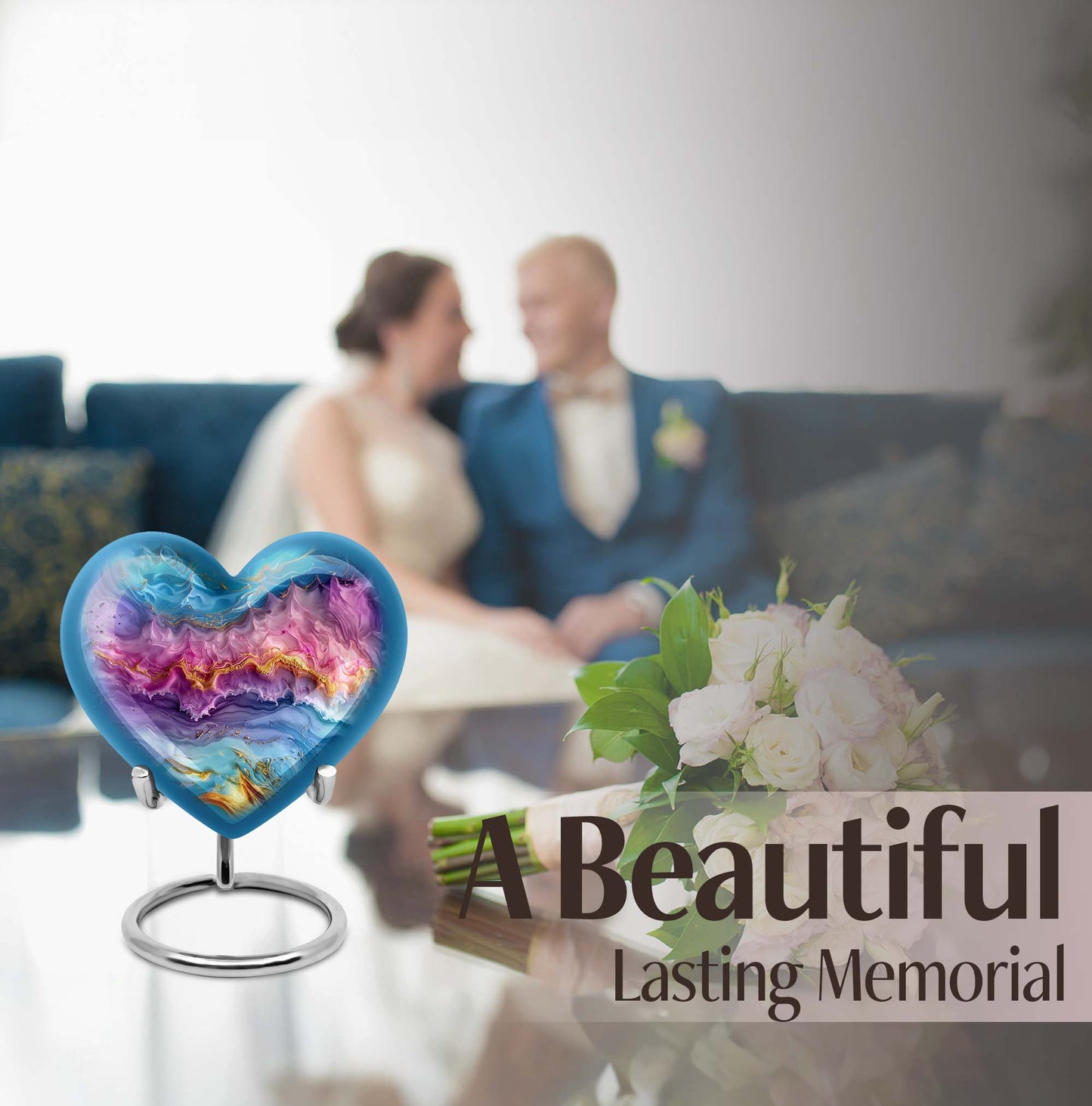 Vibrant Swirl Heart Urn for mom