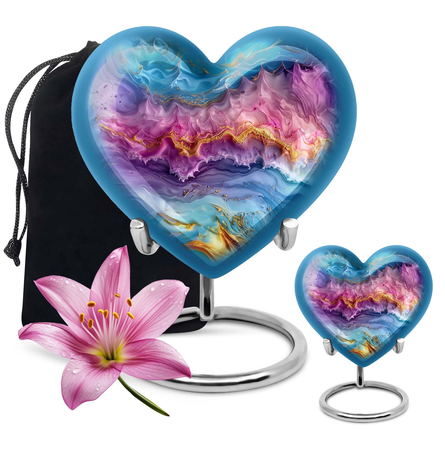 Vibrant Swirl Heart Urn for mom