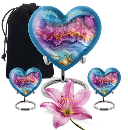 Vibrant Swirl Heart Urn for mom