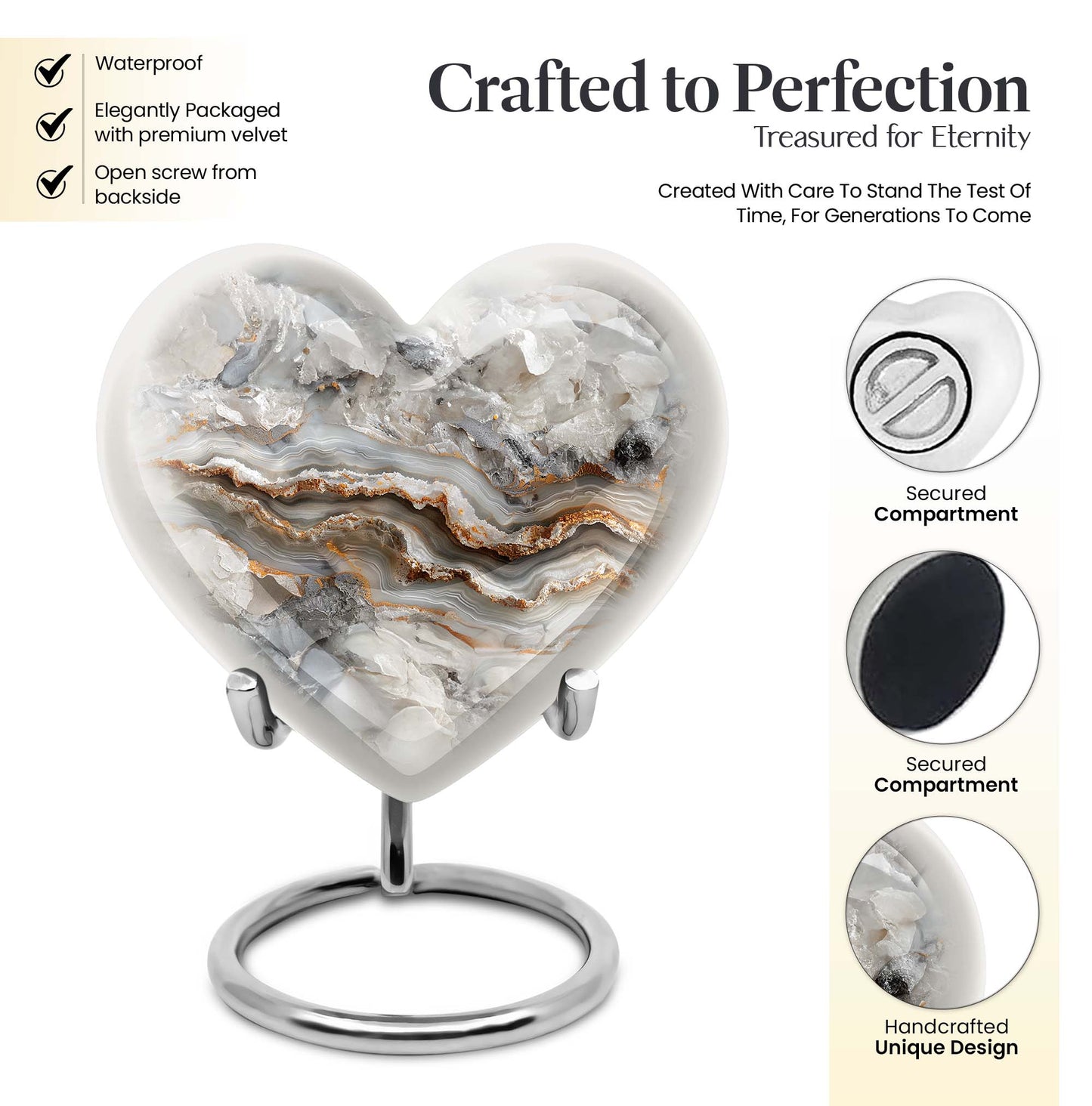 Vibrant Swirl Heart Urn for human ashes