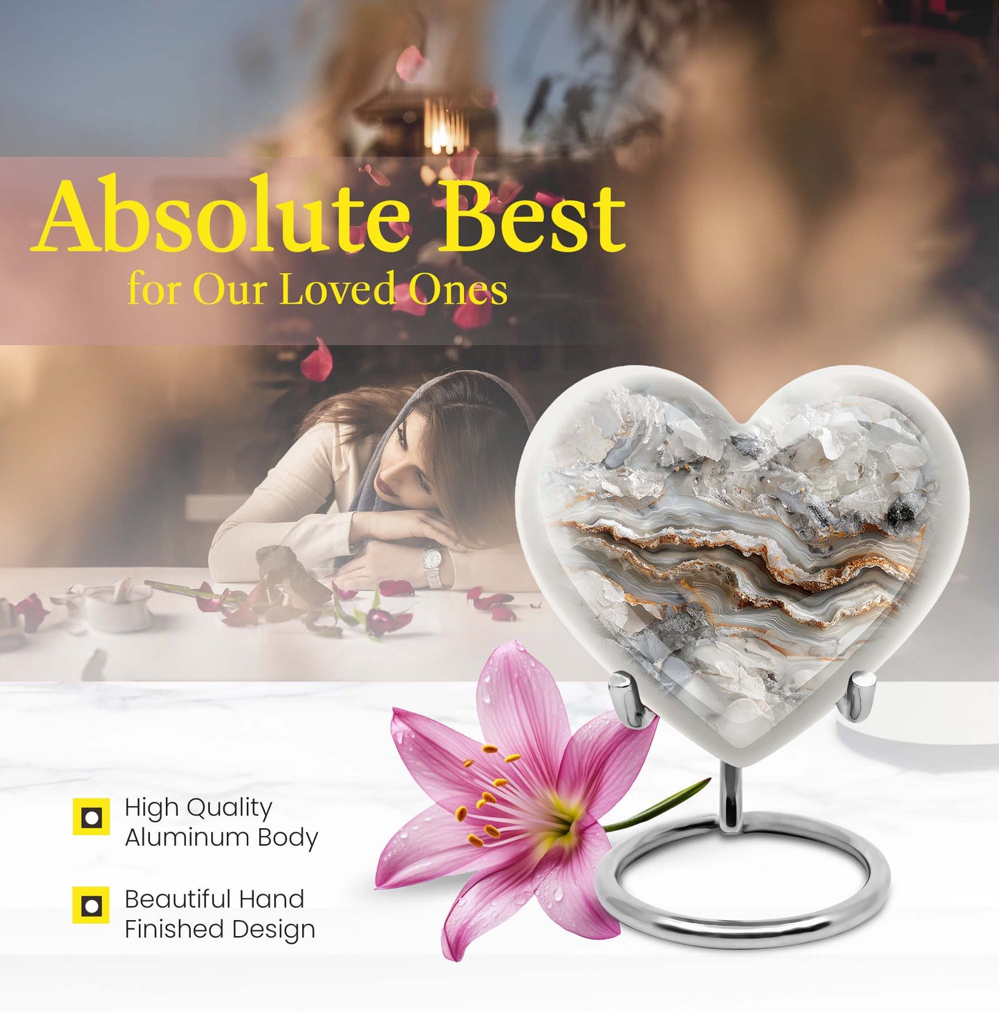 Vibrant Swirl Heart Urn for human ashes