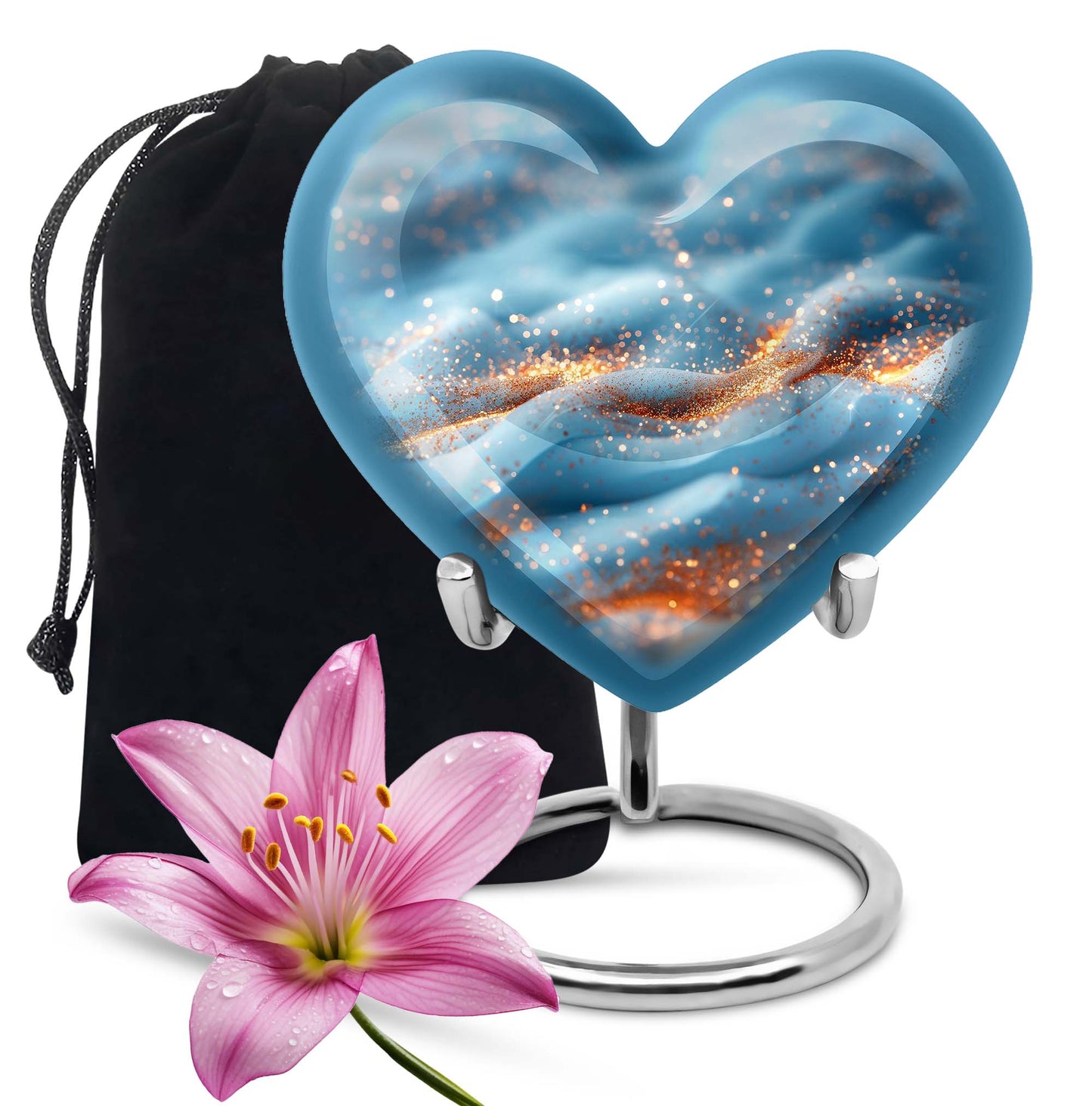 Heart-shaped 10 inch Vibrant Swirl Urn.