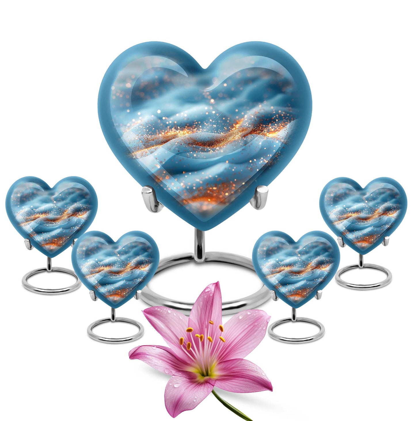 Heart-shaped 10 inch Vibrant Swirl Urn.