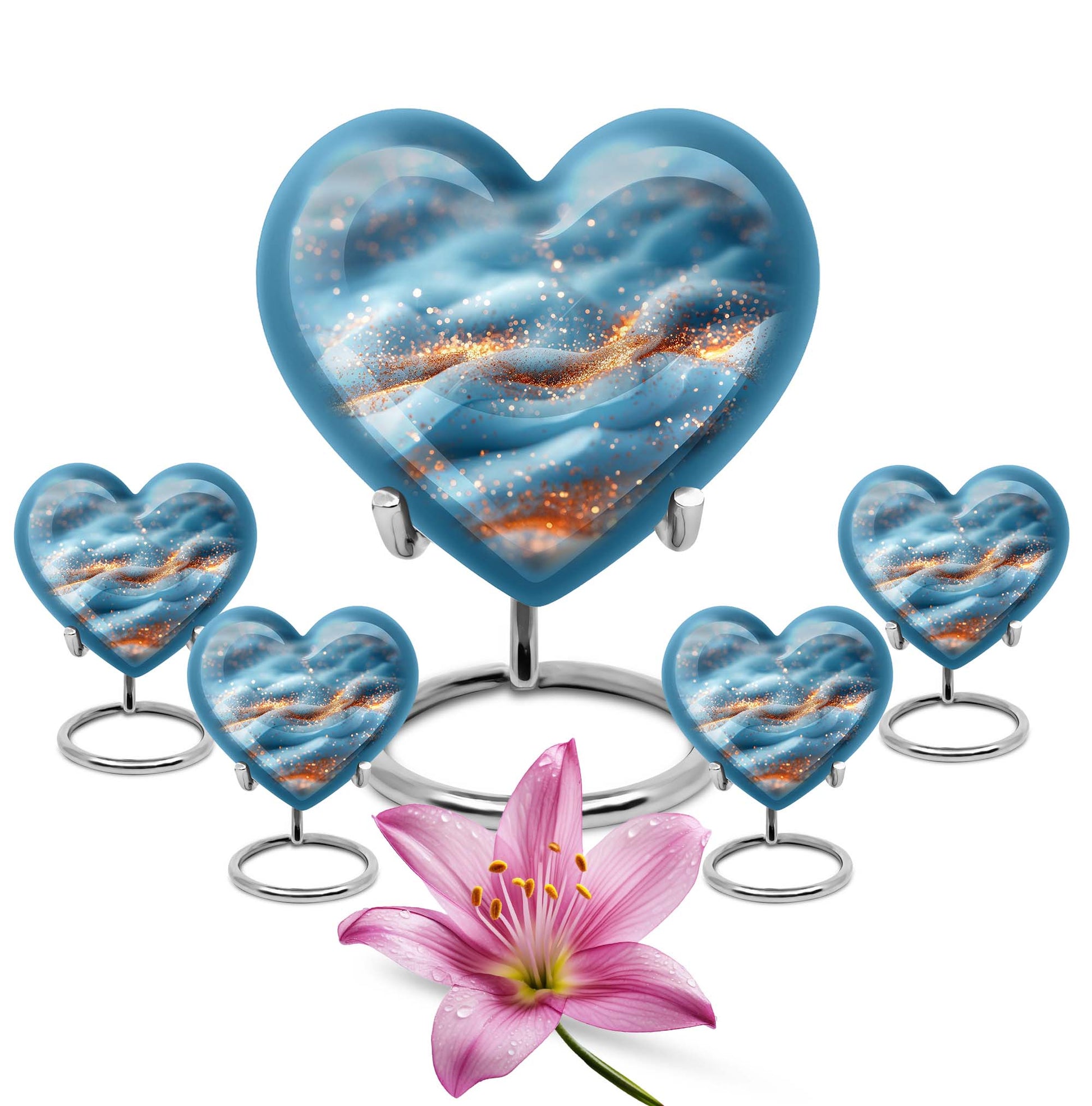 Heart-shaped 10 inch Vibrant Swirl Urn.