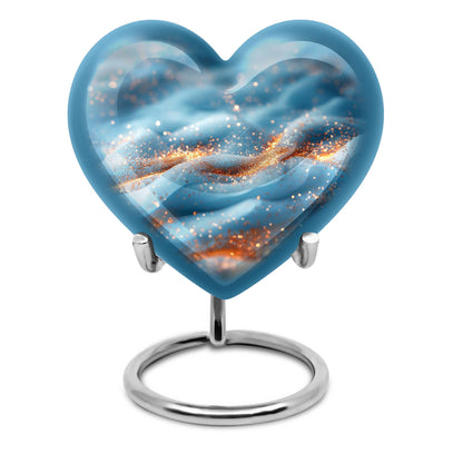 Heart-shaped 10 inch Vibrant Swirl Urn.