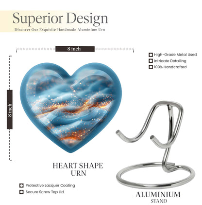 Heart-shaped 10 inch Vibrant Swirl Urn.