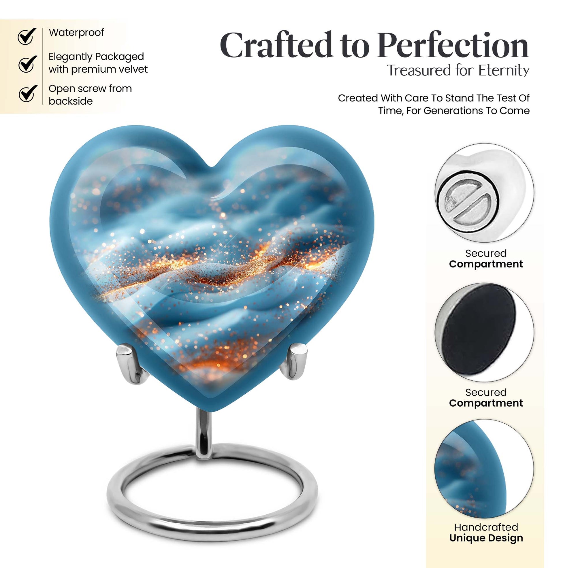 Heart-shaped 10 inch Vibrant Swirl Urn.