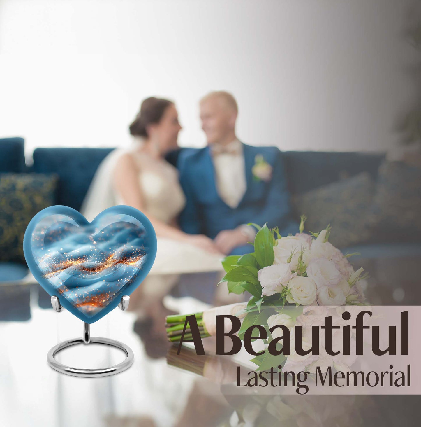 Heart-shaped 10 inch Vibrant Swirl Urn.