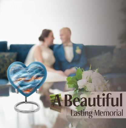 Heart-shaped 10 inch Vibrant Swirl Urn.