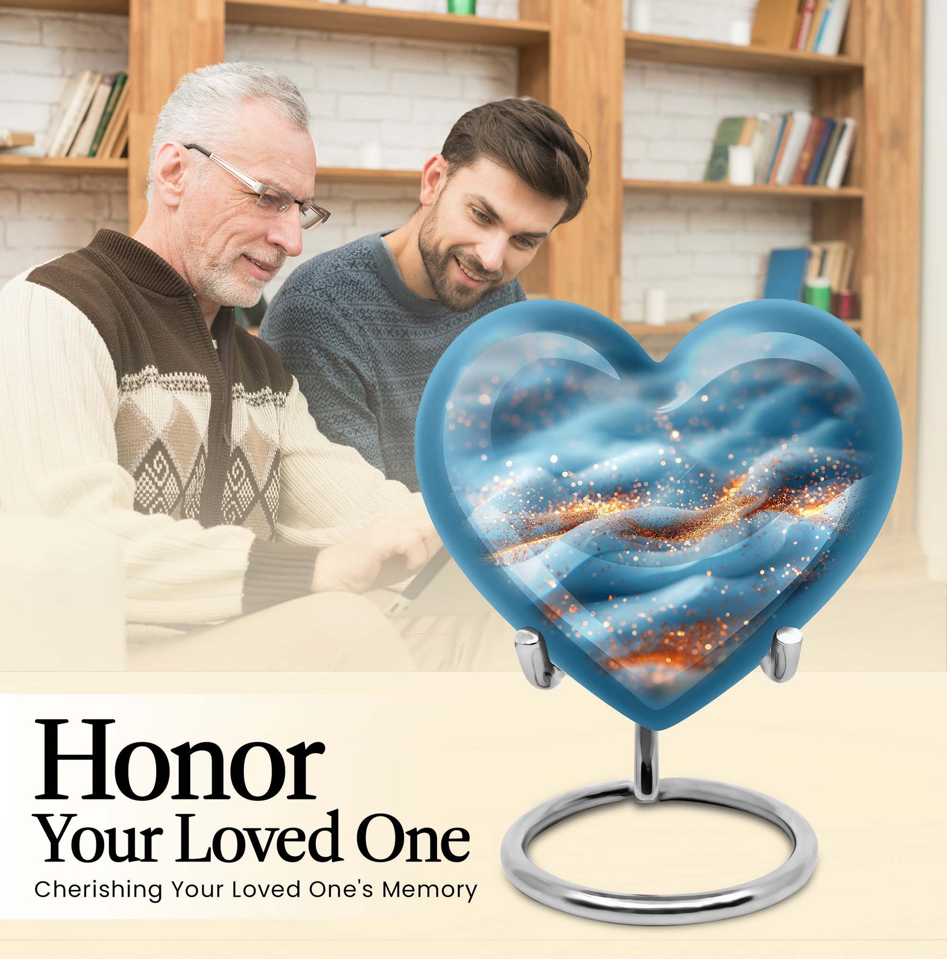 Heart-shaped 10 inch Vibrant Swirl Urn.