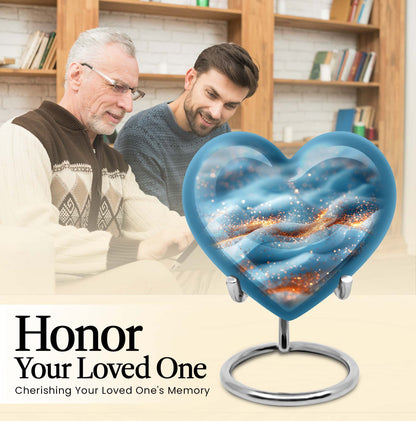Heart-shaped 10 inch Vibrant Swirl Urn.