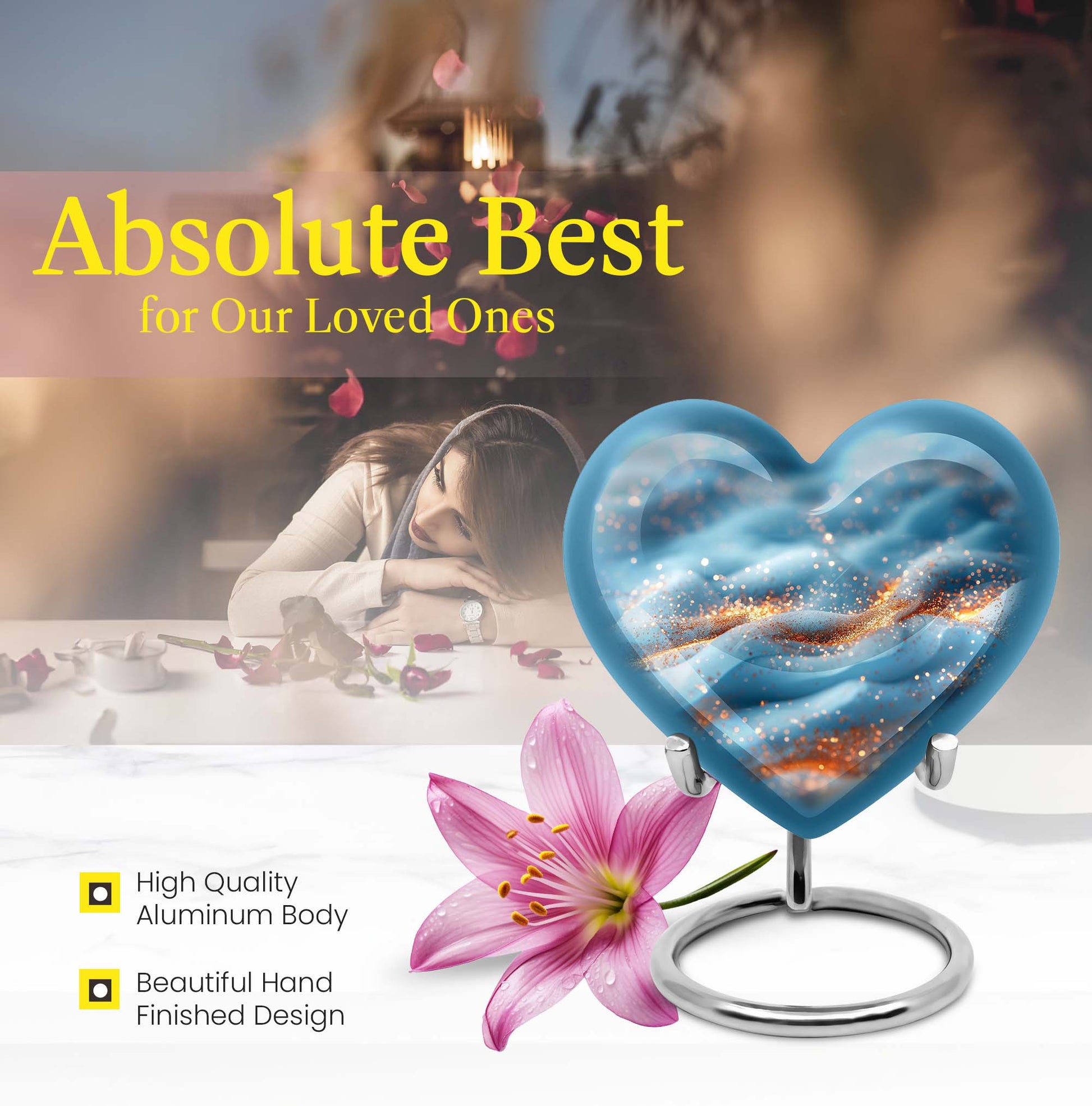 Heart-shaped 10 inch Vibrant Swirl Urn.