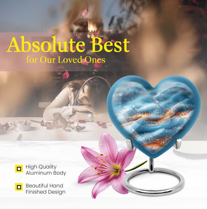 Heart-shaped 10 inch Vibrant Swirl Urn.