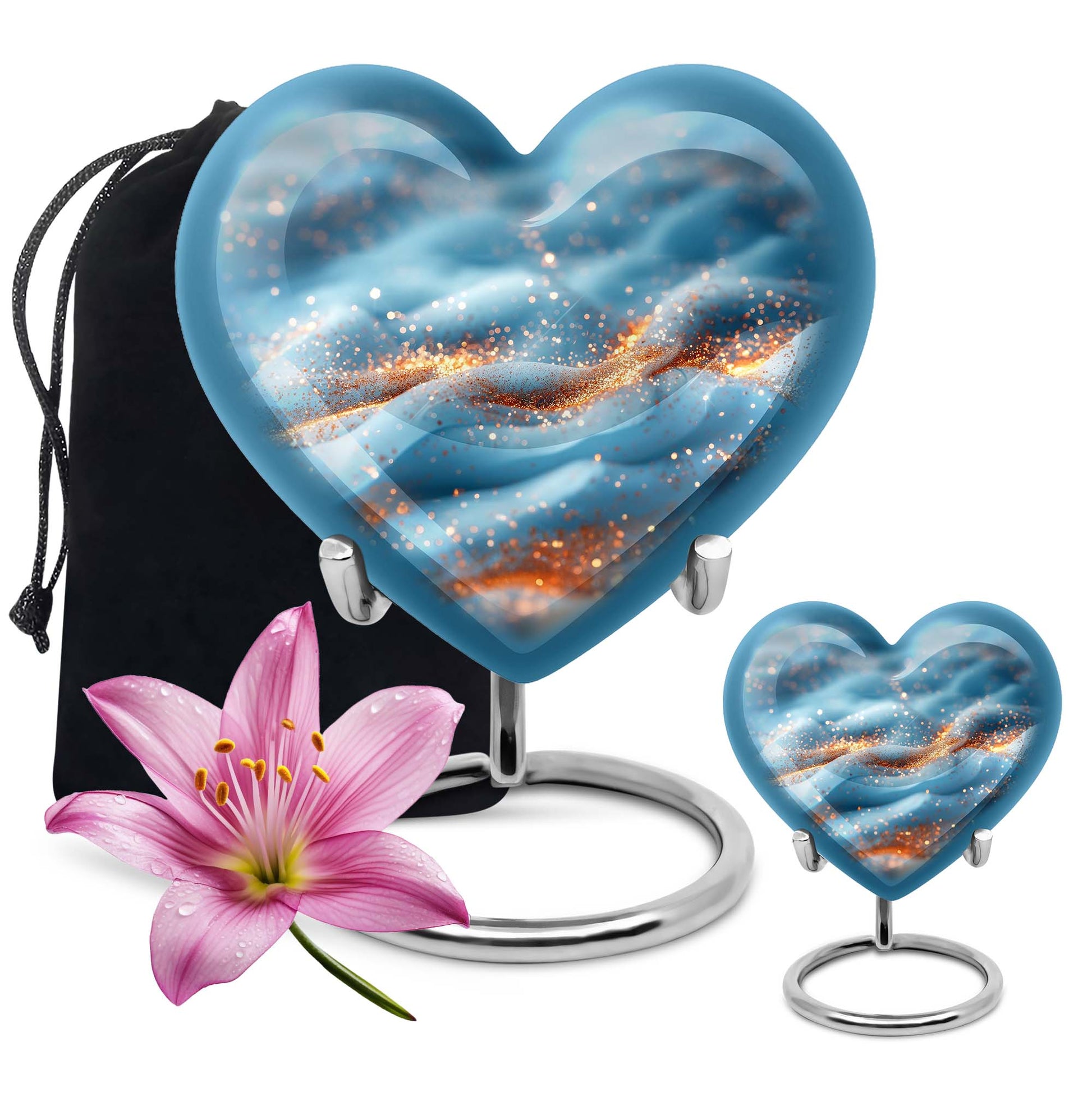 Heart-shaped 10 inch Vibrant Swirl Urn.