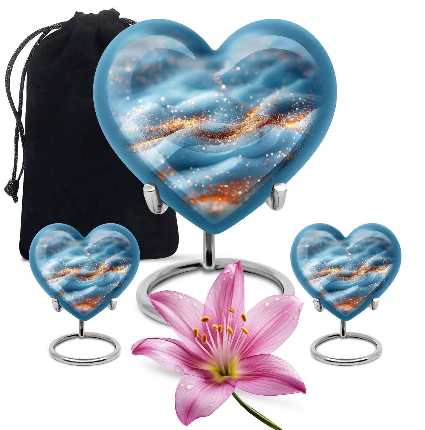 Heart-shaped 10 inch Vibrant Swirl Urn.