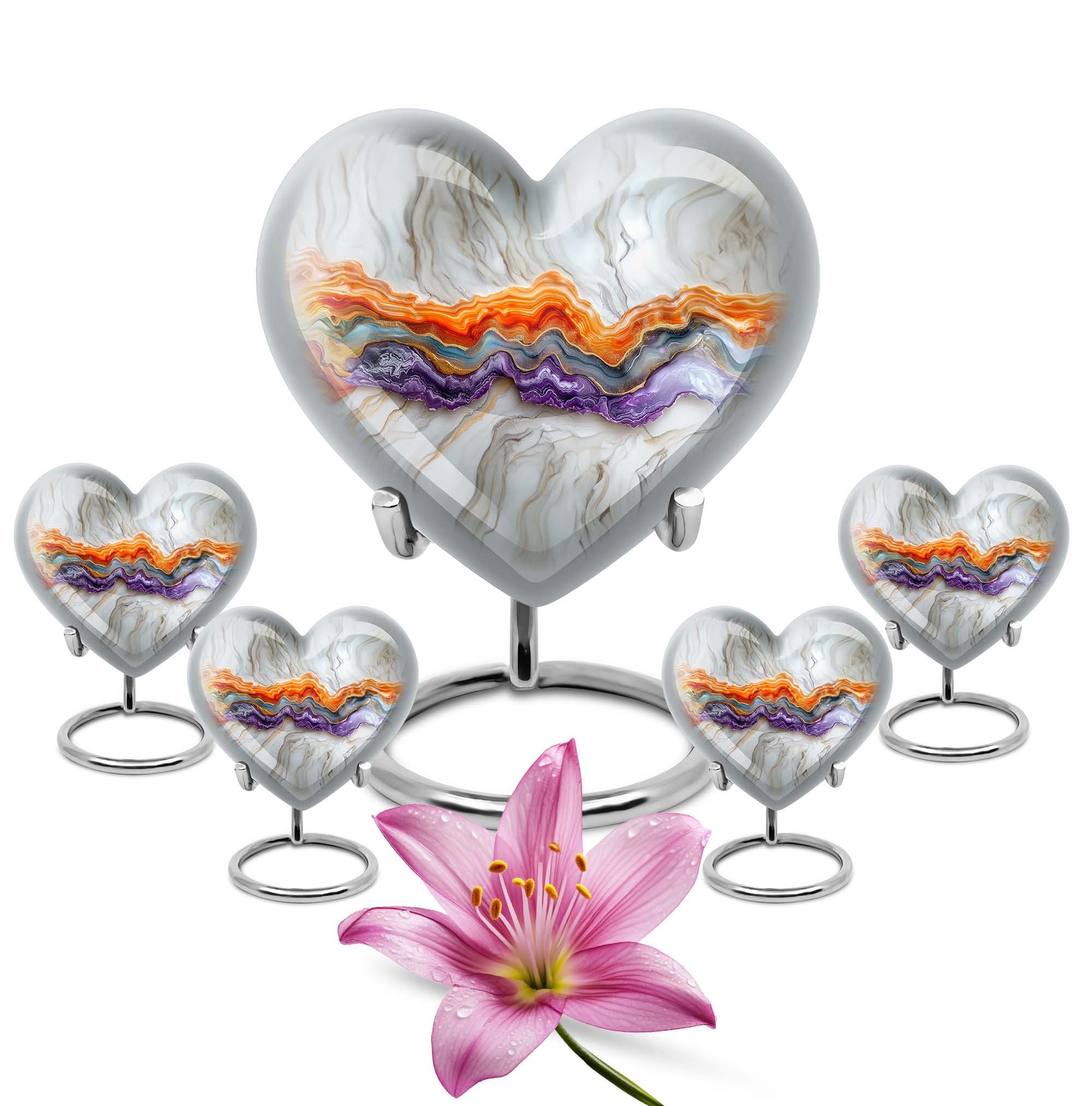 Vibrant Swirl Heart Urn