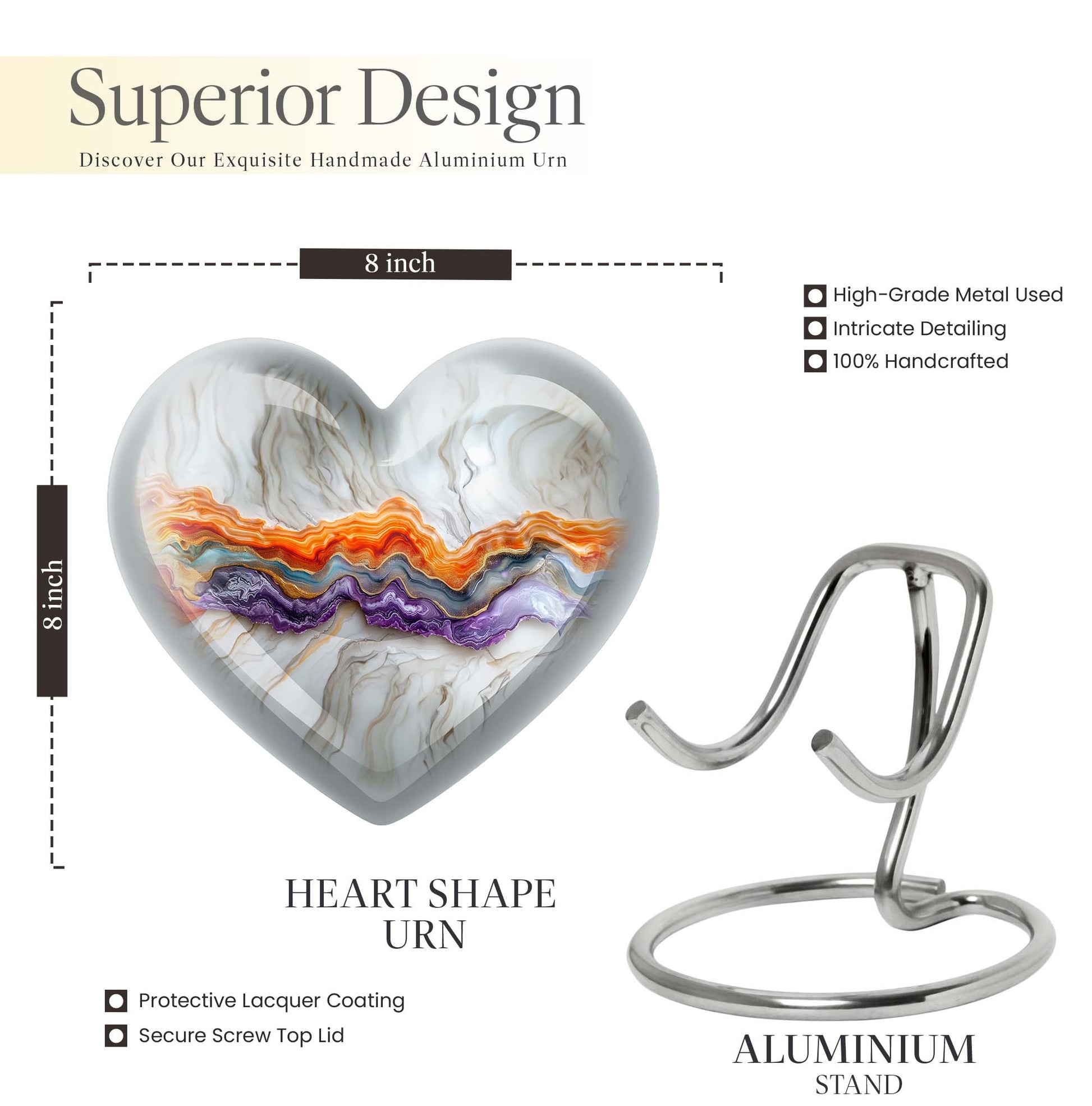 Vibrant Swirl Heart Urn
