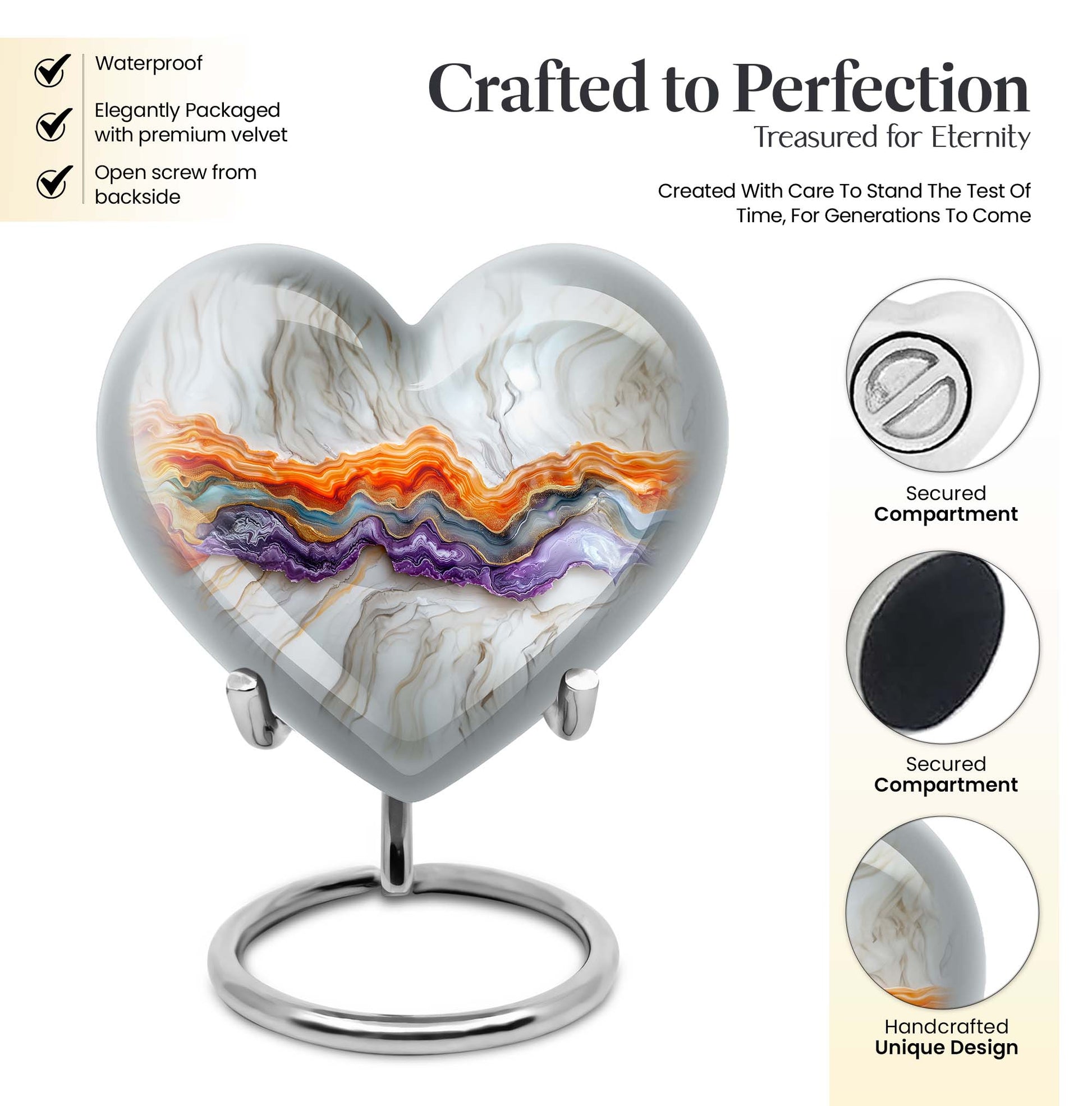 Vibrant Swirl Heart Urn