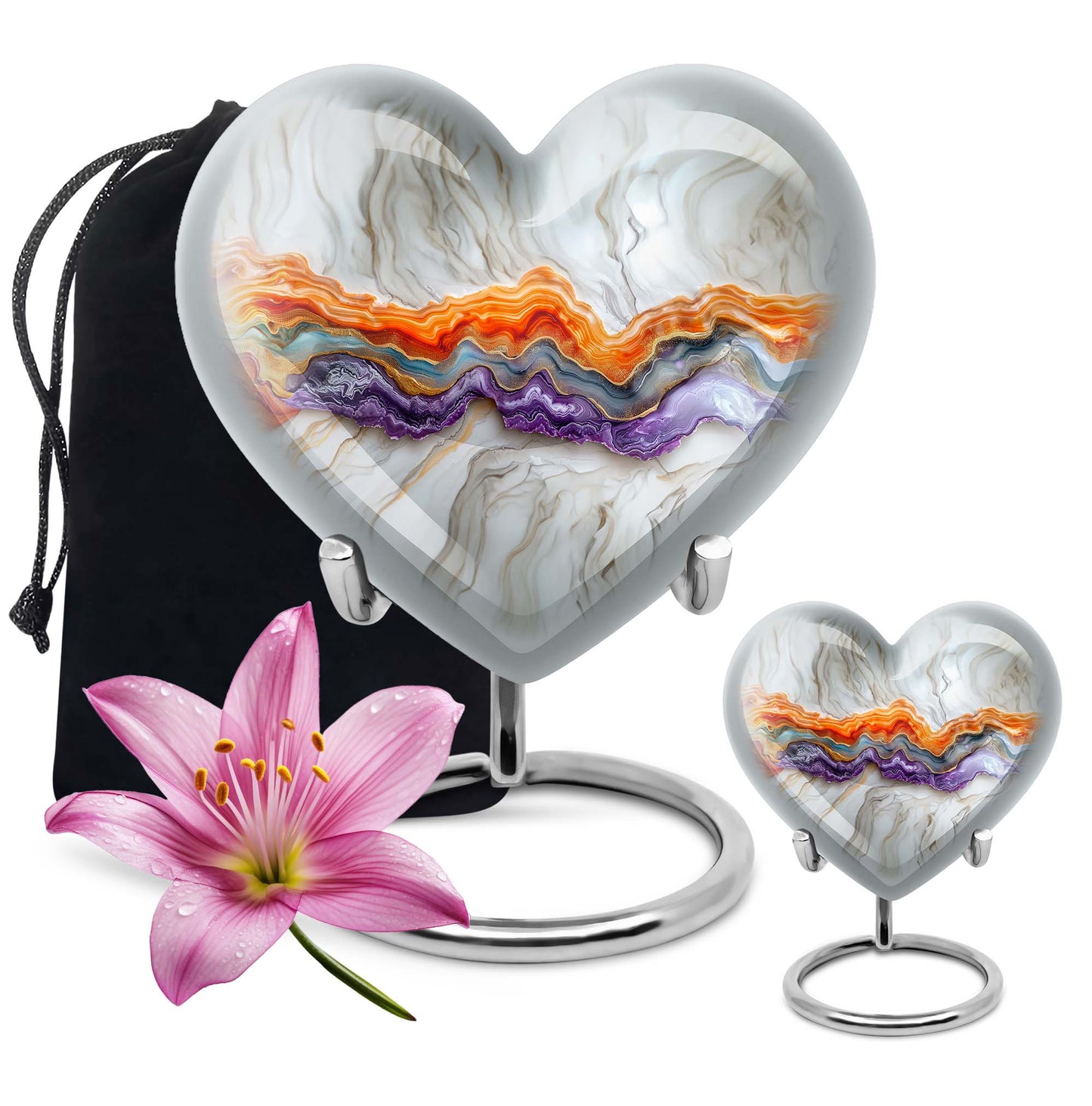 Vibrant Swirl Heart Urn