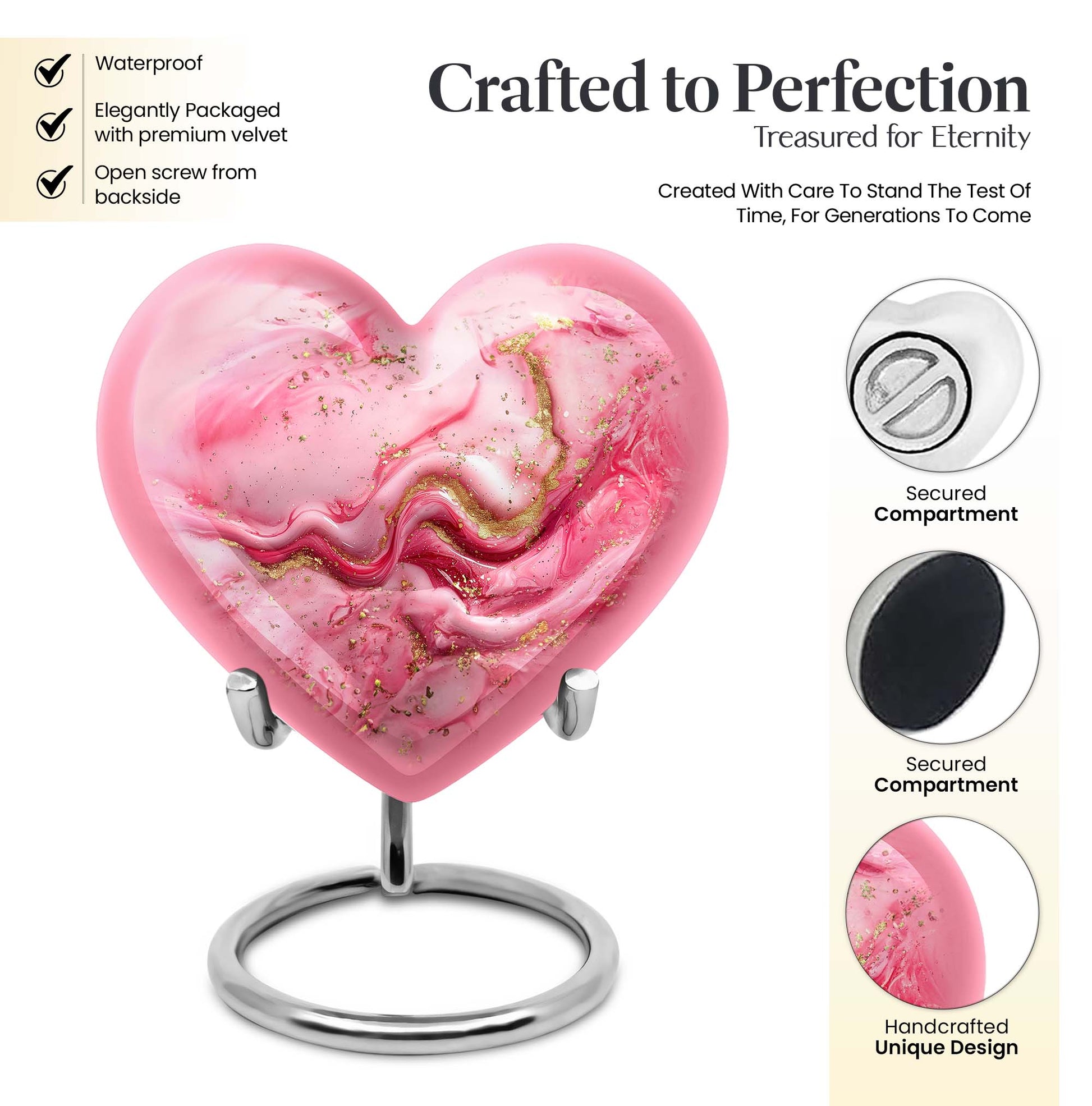 Abstract 10 inch heart urn for cremation ashes