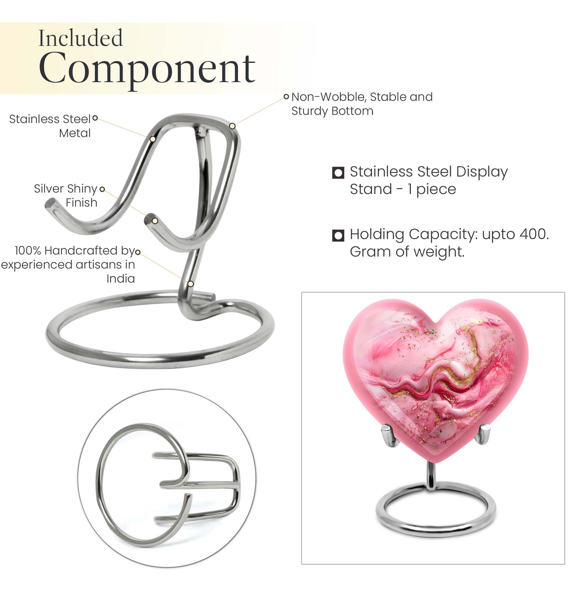 Abstract 10 inch heart urn for cremation ashes