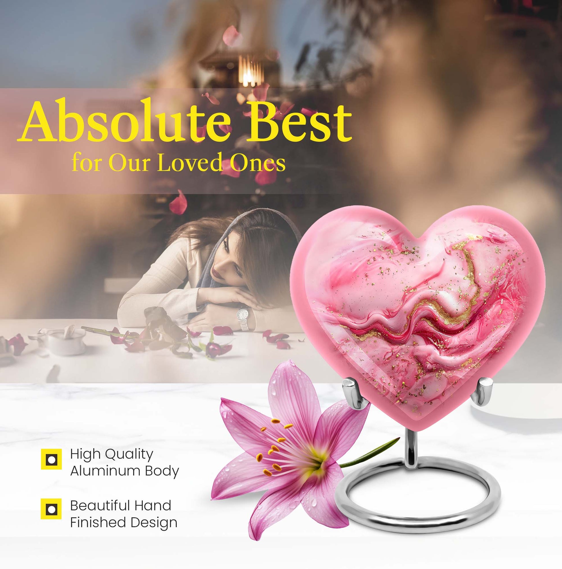 Abstract 10 inch heart urn for cremation ashes