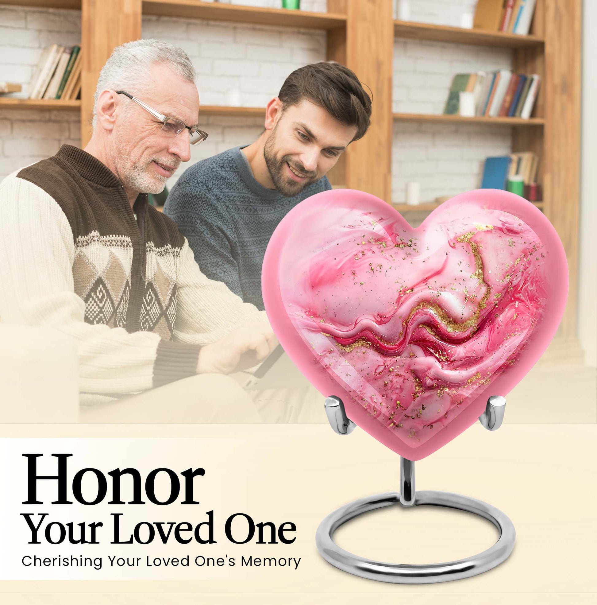 Abstract 10 inch heart urn for cremation ashes