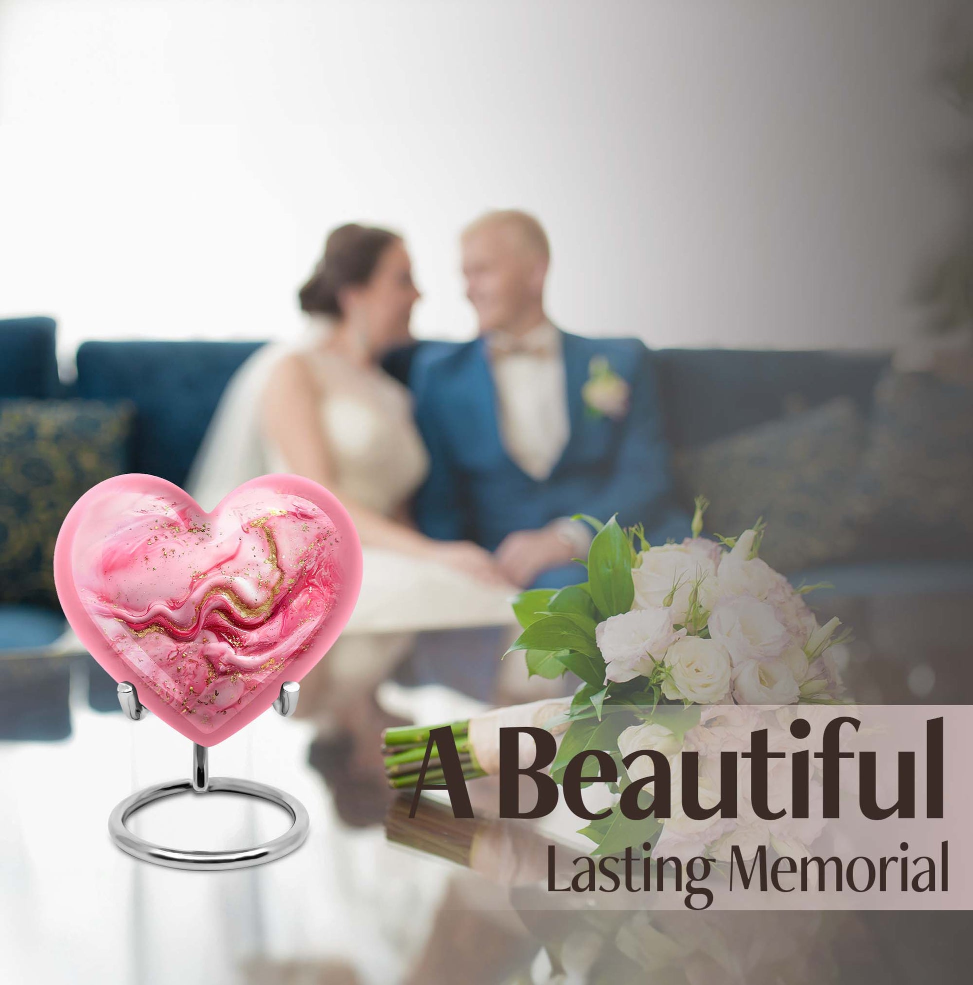 Abstract 10 inch heart urn for cremation ashes
