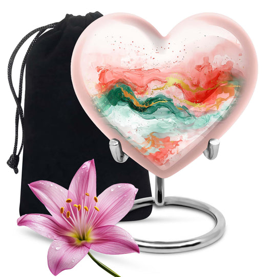 Abstract 10-inch heart-shaped cremation urn for adult ashes