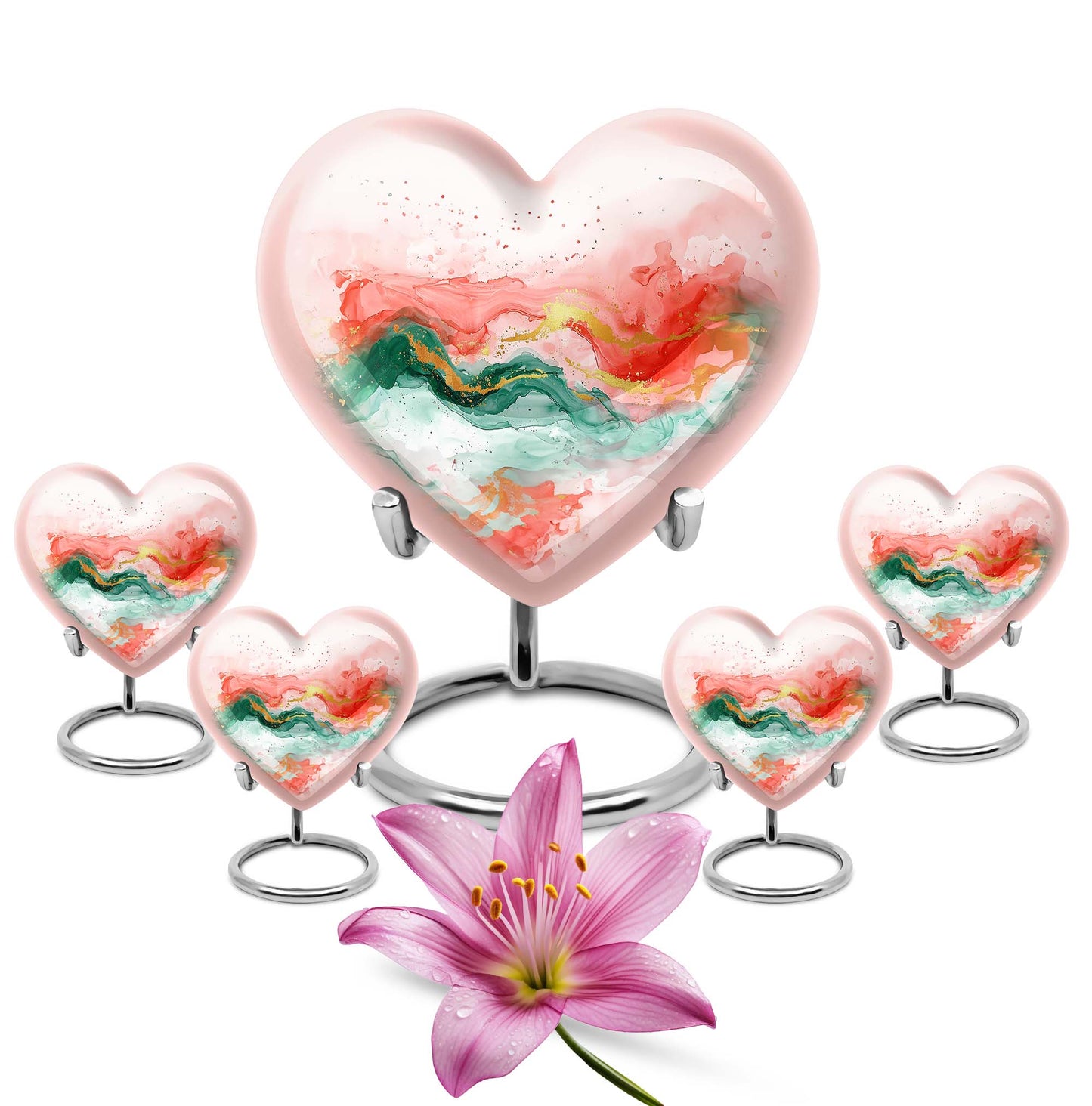 Abstract 10-inch heart-shaped cremation urn for adult ashes