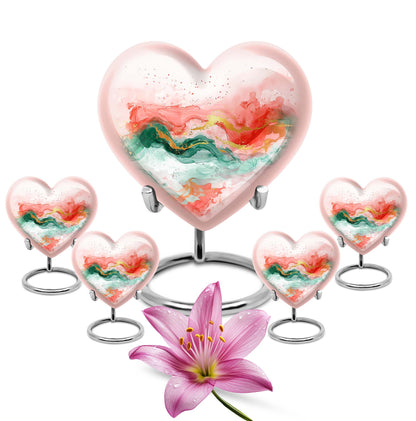 Abstract 10-inch heart-shaped cremation urn for adult ashes