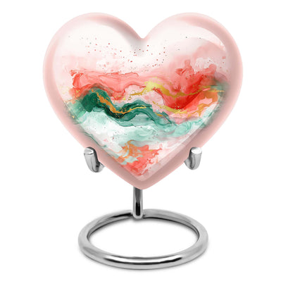 Abstract 10-inch heart-shaped cremation urn for adult ashes