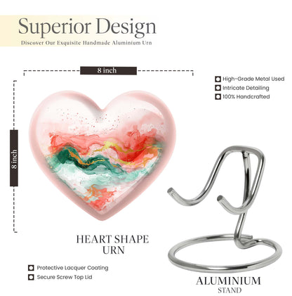 Abstract 10-inch heart-shaped cremation urn for adult ashes